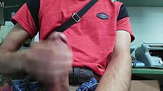 Skinny Amateur Masturbates Monster Cock At Desk Solo