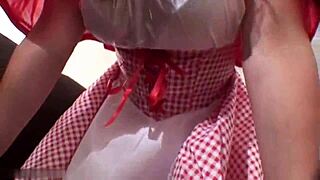 foxy milf's natural tits bounce in deepthroat cosplay blowjob!