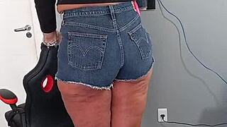 Wearing My Sexy Short Jeans with Tan Lines