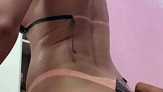 before and after tan crossdressing ladyboy shemale shows off perfect machine