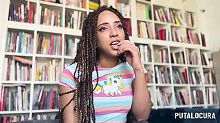 putalocura's gorgeous ebony luna blackx milks torbe's cock dry after horny interview blowjob and riding