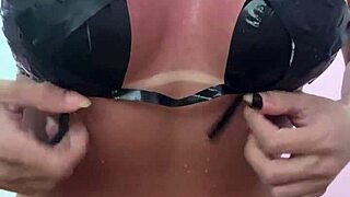 before and after tan crossdressing ladyboy shemale shows off perfect machine