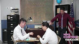 Horny petite ebony teen in uniform gets rough interracial pussy pounding