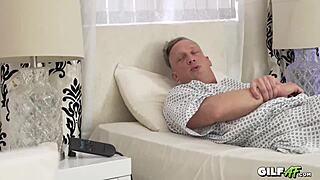 granny nurse gets creampie from patient in hospital after blowjob