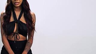 Huge fake tits ebony milf September Reign strokes her black mama body in passionate solo masturbation