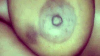 chubby black babe spreads shaved pussy lips closeup for first solo fingering