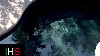 Beautiful brunette teen slut rides huge black monster cock anally bent over doggystyle with creampie cumshot