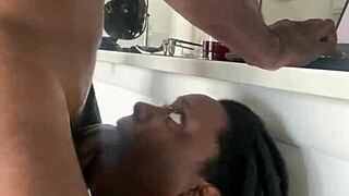 your perfect desk pet gags on big black cock chokin till cum covers her pretty face