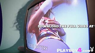 Sexy Brunette Aubrey Destremps Strips Lingerie Exposing Big Tits Ass