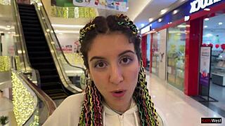 crazy public cumwalk babe blows huge load in mall toilet then flashes 😈💦