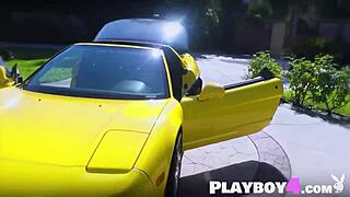 sexy petite big tits ebony milf washes acura nsx in garage showing perfect ass