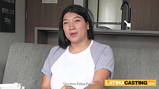 Latina babe with massive boobs gets titty fucked hard at amateur casting interview domination