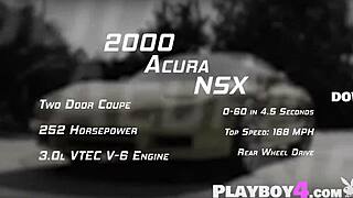 sexy petite big tits ebony milf washes acura nsx in garage showing perfect ass