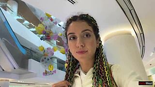 crazy public cumwalk babe blows huge load in mall toilet then flashes 😈💦