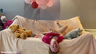 tiny shaved euro amateur fingers her tight pussy solo