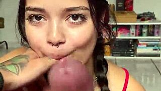 Cute brunette gives handjob and blowjob to wellington prado until he explodes