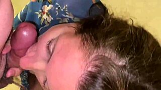 Real homemade amateur wife Betty gives amazing blowjob then bangs her huge natural tits milf pussy with giant dildo toy orgasm