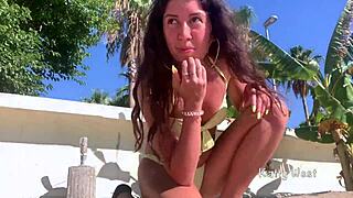 Crazy 18yo Girl Pees in Panties on Public Beach Then Sunbathes Wet