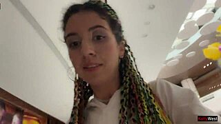 crazy public cumwalk babe blows huge load in mall toilet then flashes 😈💦