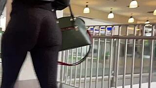 Candid Hidden Camera Catches Thick Asses Stretching Yoga Pants Tight