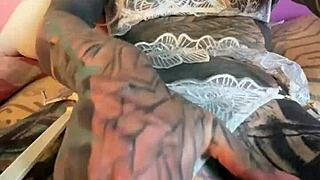 german goth skinny piercings solo strips teases dirty talk masturbates shaved pussy