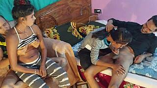 four horny friends start a sweaty interracial foursome two desi girls fucked hard by their boyfriends hanif popy khatun mst sumona manik mia