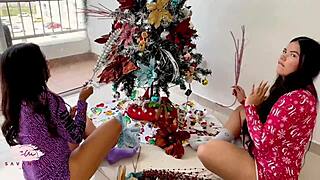 best friend's stepbro, quickie doggystyle on christmas tree with savannah watson big ass and natural tits squirting?