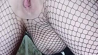 Hot babe toys pussy then shoves deep in tight asshole moaning loud