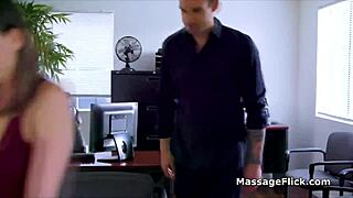 Teen steps in for masseuse grabs that fat client cock and sucks it down her throat