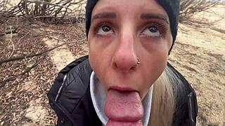 Wild public lake fuck explodes in winter snow!