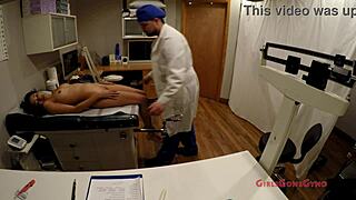 Yasmine Woods spreads cheeks for spanking exam in cheerleader skirt and heels behind scenes