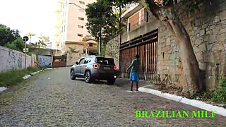 Manobrista Sneaks Big Cock Into See-Through Patroa's Street Fuck Fest