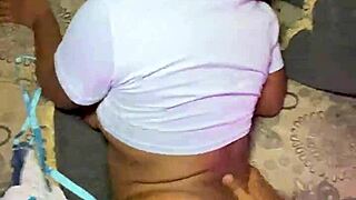 stepdaughter's huge ass bent over takes monster black cock deep in wet pussy doggystyle pov creampie