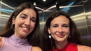 these two pretty skinny neighbors begged for cumshots on faces then strolled public streets dripping wet