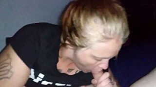 girlfriend teases slow drags on boyfriend's thick pole