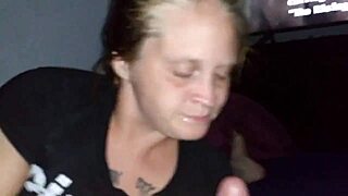 girlfriend teases slow drags on boyfriend's thick pole