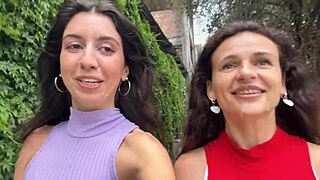 these two pretty skinny neighbors begged for cumshots on faces then strolled public streets dripping wet