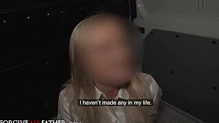 Blonde milf blindfolded oiled up takes rough doggystyle monster cock pounding