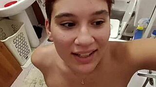chiara begs to get pissed all over her big italian tits in toilet slavery