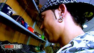 sharon lee takes brutal pounding in shop leggings amid deepthroat blowjob and rough pussy fuck full uncensored video