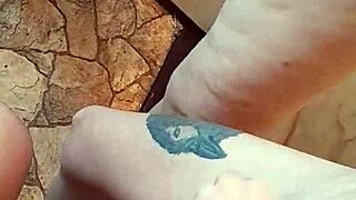 three girlfriends fingering hairy pussies in hostel kitchen close-up