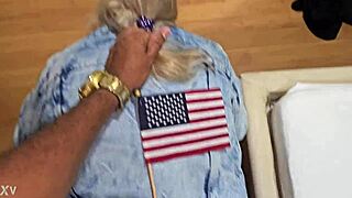 thick black cock breaks blonde's tight ass bent over doggy style deep