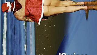 NAZARENA VEIGA FUCKED HARD AS SANTA BABE ON BEACH BY STUD