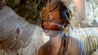 black mommy with big tits and shaved pussy gets fucked hard on beach beach cowgirl deepthroat doggystyle monster cock pounding 😈🏖️💦