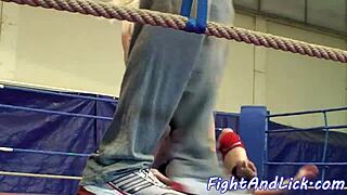 Euro babes wrestle backstage then lick panties off small tits 😘👅