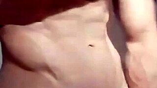 Watch this muscular bodybuilder strip naked as clothes rip off his sexy frame!