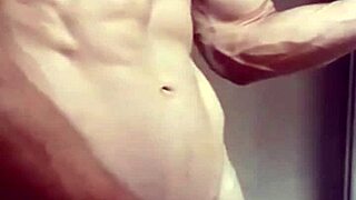 Watch this muscular bodybuilder strip naked as clothes rip off his sexy frame!