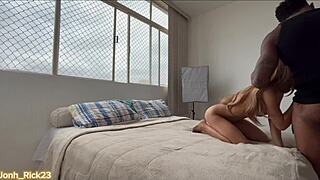 WOW, CHECK THIS BIG BLACK COCK DESTROYING THAT TINY HOT ASS!