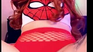 mj cosplay babe alicebong sucks spiderman cock then rides pussyfuck