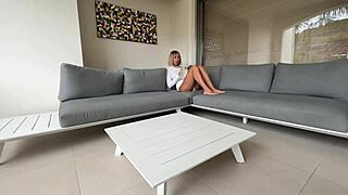 damn she fingers her wet pussy in public then begs for that big cock creampie ride